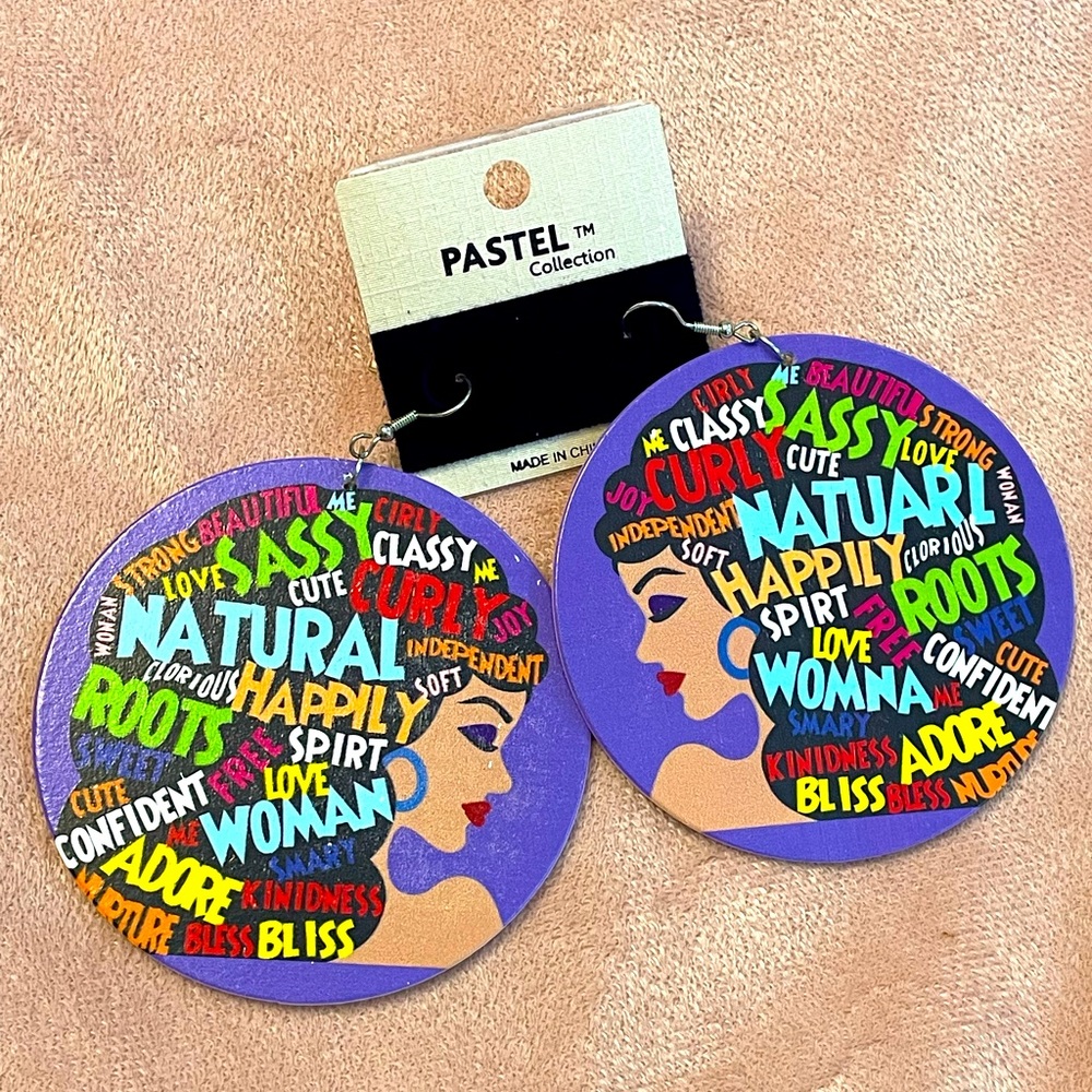Large Graffiti Afro Lady Earrings